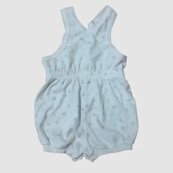 BABY DIOR Vintage Baby Romper 24M White Blue Star Overalls USA 27–30 lbs VBC - Picture 3 of 5